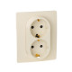Розетка двойная с заземлением - Legrand Etika - без шторок в сборе 16А 250В винтовые зажимы - слоновая кость