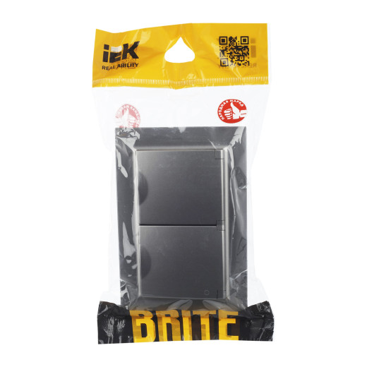 BRITE Роз. 2-я с кр. 16А в сб IP44 РСбш12-3-44-БрС сталь IEK