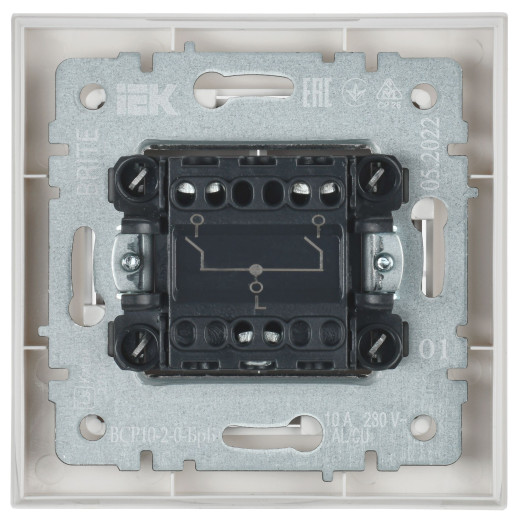 BRITE Выключ. 2-кл. 10А в сб. ВСР10-2-0-БрБ бел. IEK