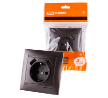 TDM Розетка 2П+З 16А 250В + 2 USB порта 2,1А 5В шоколад 