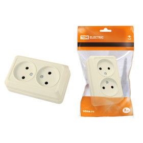 TDM Розетка двойная 2П открытой установки IP20 10А, сл. кость 