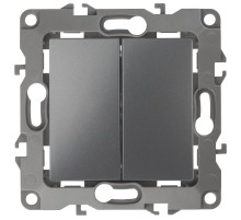 ЭРА 12-1106-12 Переключатель двойной, 10АХ-250В, IP20, Эра12, графит (10/100/2500)