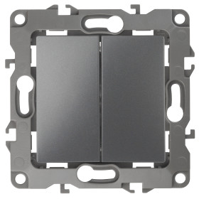 ЭРА 12-1106-12 Переключатель двойной, 10АХ-250В, IP20, Эра12, графит (10/100/2500)