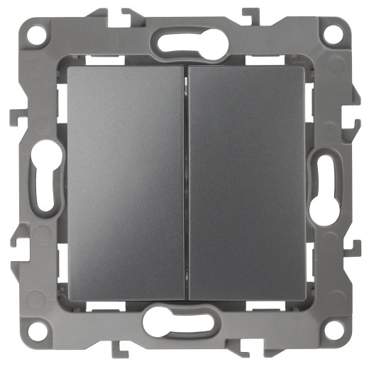 12-1106-12 ЭРА Переключатель двойной, 10АХ-250В, IP20, Эра12, графит (10/100/2500)