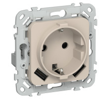 FLITE Роз.с з/к/ш 16А USB AA 3,1А б/к РСЮша11-1-ФлЛ льн. IEK