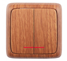 Hegel Альфа наруж Дуб ВА16-154-05 Выключатель 2-клавишный с индикацией, с изол. пластиной