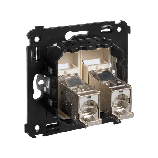 Компьютерная розетка RJ-45 в стену, кат.6 двойная экранированная, Avanti, ванильная дымка