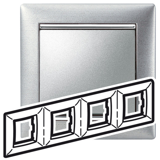 Рамка 4 поста - Legrand Valena - алюминий матовый