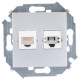Simon 15 Алюминий Розетка телефонная + компьютерная RJ11+RJ45 кат.5е