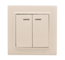 EKF Basic Минск Бежевый Выключатель 2-кл с индикатором, 10А, СП.