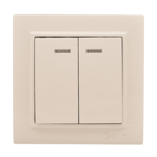 Выключатель 2-кл. СП, Минск, с индикатором 10А, бежевый EKF