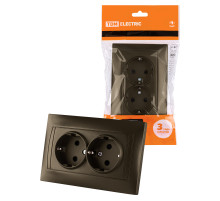 TDM Розетка двойная 2П+З 16А 250В с защ. шт. бронза 