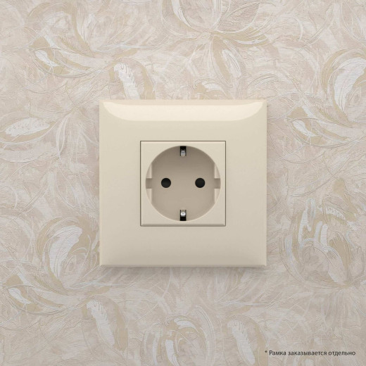 Розетка в стену, 2P+E, с з/ш, Avanti, ванильная дымка