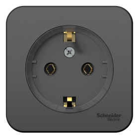 Systeme Electric Blanca наруж Антрацит Розетка с/з без шторок, (тонкая) 16А, 250В, изолир. пластина