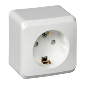 Systeme Electric Этюд наруж Бел Розетка 1-ая с/з со шторками