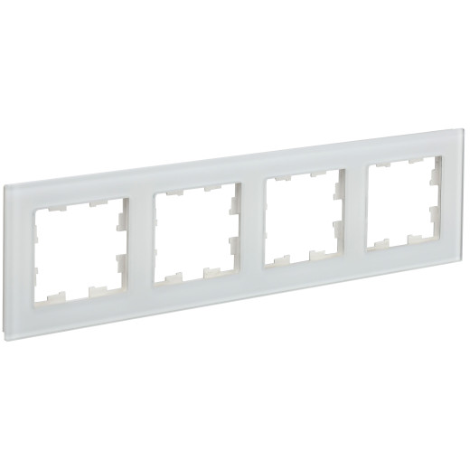BRITE Рамка 4-мест. РУ-4-2-Бр стекло бел. матовый IEK