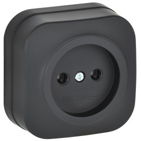 IEK GLORY Роз. без з/к/ш о/у 10А РС20-2-ХЧм черн. м.