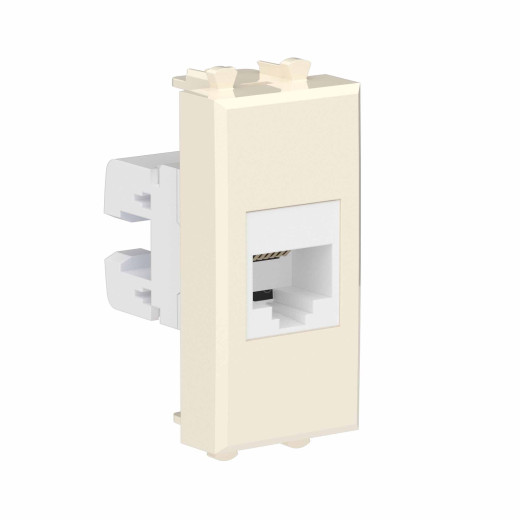 Телефонная розетка RJ-12 без шторки модульная, Avanti, ванильная дымка, 1 модуль