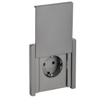 IEK FORTE&PIANO Сталь Розетка с/з со шт с крышкой безвинтовое крепление 16А IP44 FP519