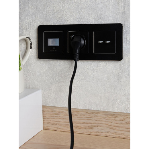 BRITE Роз. с з/к/ш 16А с USB A+C 18Вт РЮш11-1-БрЧ черн. IEK