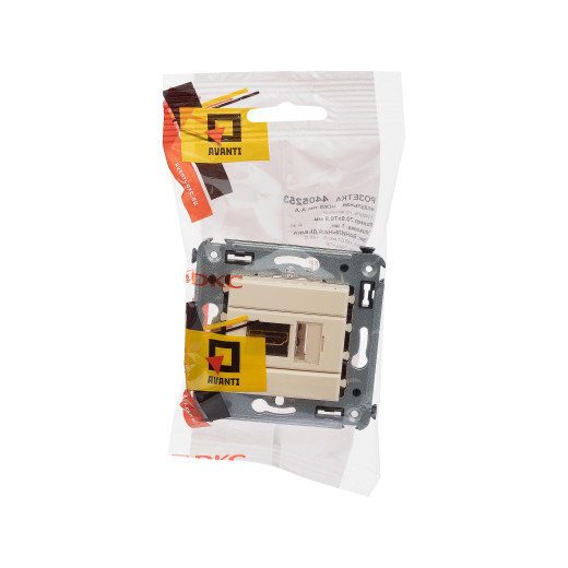 HDMI розетка одинарная в стену, тип А-А, Avanti, ванильная дымка