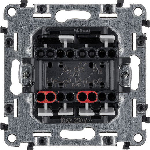 Valena ALLURE.Переключатель двухклавишный 10А 250В с лицевой панелью.Безвинтовые зажимы.Антрацит