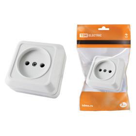 TDM Розетка 2П открытой установки IP20 10А, белая 