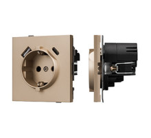 Arlight Механизм розетки с USB зарядкой SCT-TENDO-MUAC-PL-GD (230V, 16A) (-)