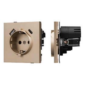Arlight Механизм розетки с USB зарядкой SCT-TENDO-MUAC-PL-GD (230V, 16A) (-)