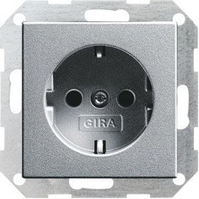 Gira S-55 Алюминий Розетка с/з без захватов