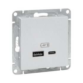 EKF Эпика Механизм розетки USB-A+С, алюминий.