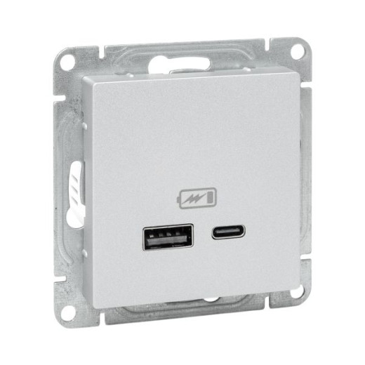 Механизм розетки USB-A+С, алюминий Эпика EKF