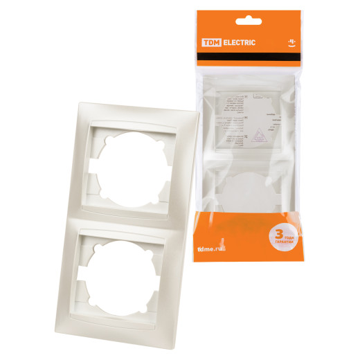 Рамка 2-х постовая вертикальная перламутр 