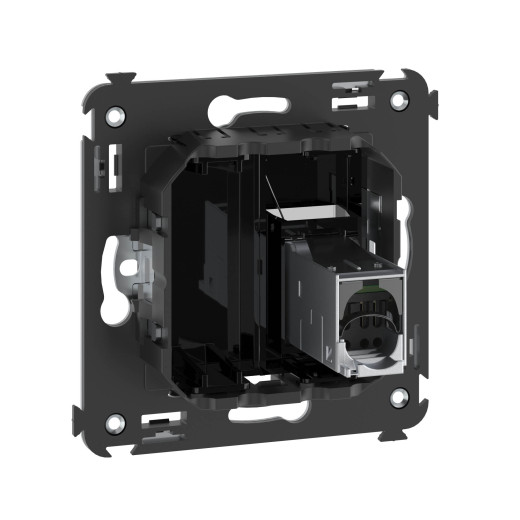 Компьютерная розетка RJ-45 в стену, кат.5e одинарная экранированная, Avanti, черный квадрат