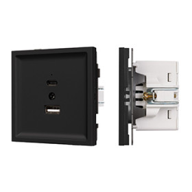 Arlight Механизм USB розетки SCT-TENDO-MUAC-SFPL-BK (5V, 3A, QC3) (-)