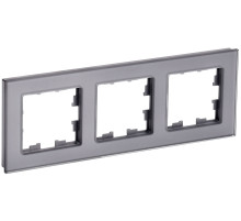 IEK BRITE DECOR Серый глянец стекло Рамка 3-м РУ-3-2-БрСе