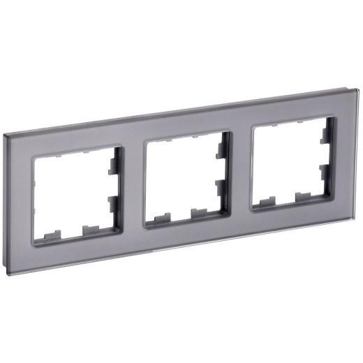 BRITE Рамка 3-мест. РУ-3-2-БрСе стекло сер. IEK
