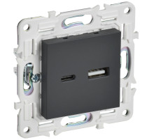 IEK SKANDY Графит Розетка USB A+C 18Вт SK-R13G