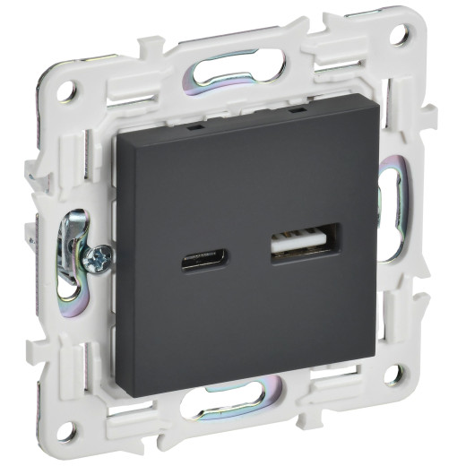 SKANDY Роз. USB A+C 18Вт SK-R13G граф. IEK