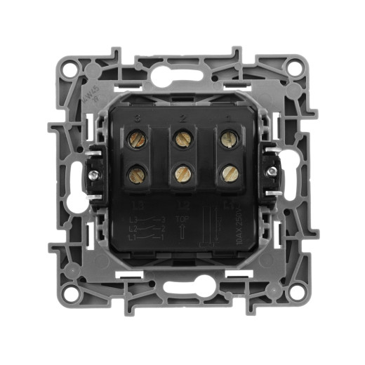 Выключатель трёхклавишный - Legrand Etika - 10А 250В винтовые зажимы - алюминий