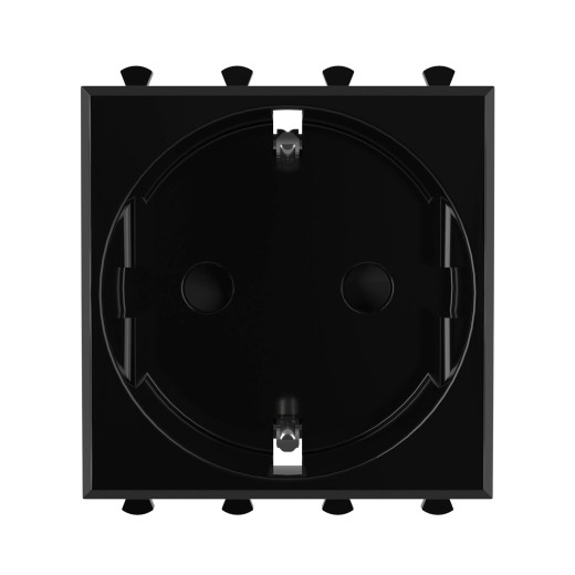 Розетка модульная, 2P+E, с з/ш, Avanti, черный квадрат, 2 модуля