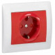 Розетка - Galea Life - немецкий стандарт - 2К+3 - с механической блокировкой - White лицевая панель - красный