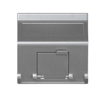 Simon Connect Алюминий Адаптер наклонный со шторкой на 1 модуль MD (RJ45, оптоволокно), 45х45мм