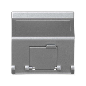 Simon Connect Алюминий Адаптер наклонный со шторкой на 1 модуль MD (RJ45, оптоволокно), 45х45мм