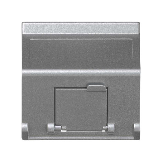 Simon Адаптер наклонный со шторкой на 1 модуль MD (RJ45, оптоволокно), 45х45мм, алюминий