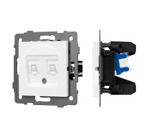 Arlight Механизм компьютерной розетки двойной SCT-MPC2-PL-WH-V (RJ-45, CAT6) (-)