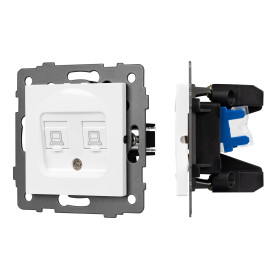 Arlight Механизм компьютерной розетки двойной SCT-MPC2-PL-WH-V (RJ-45, CAT6) (-)