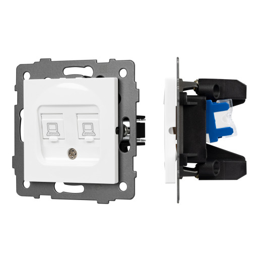 Механизм компьютерной розетки двойной SCT-MPC2-PL-WH-V (RJ-45, CAT6) (Arlight, -)