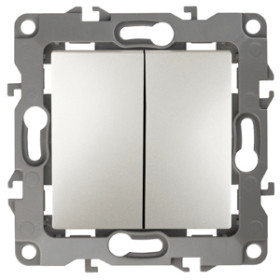 ЭРА 12-1004-15 Выключатель двойной, 10АХ-250В, IP20, без м.лапок, Эра12, перламутр (10/100/2500)