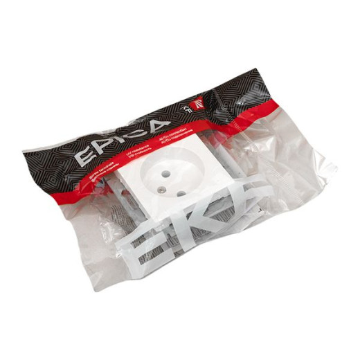 Механизм розетки, 16А, без заземления, без шторок, белый Эпика EKF